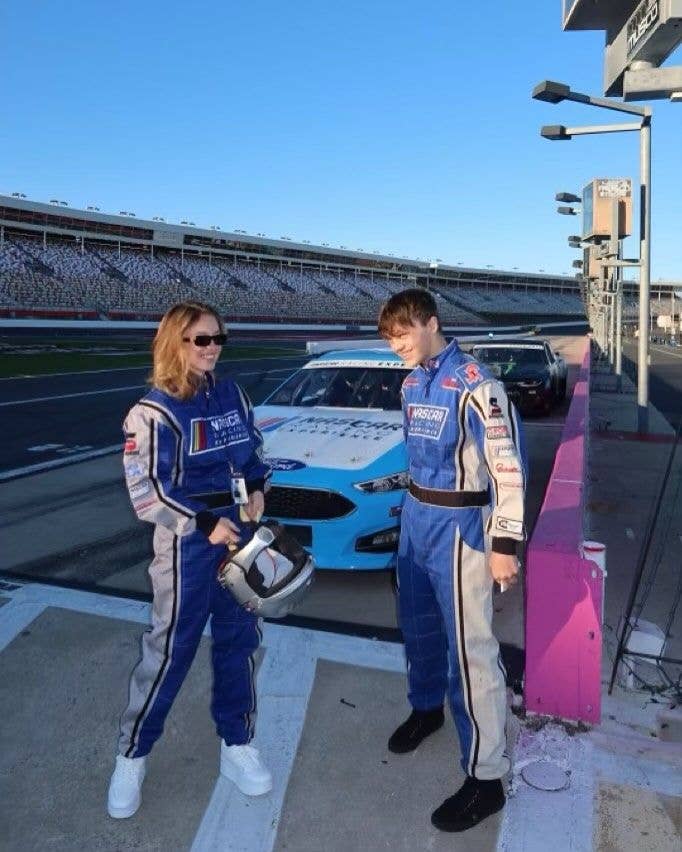 Blue and Grey Racing Suit with White Sneakers — NASCAR Outfits 2027