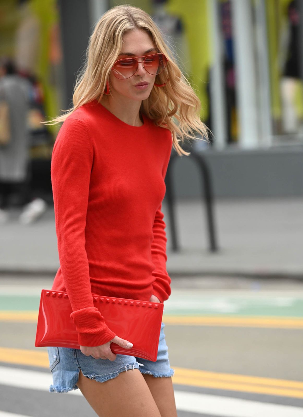 Monochromatic Red: Aviators with Denim and a Matching Clutch — Aviator Sunglasses for Women 2027
