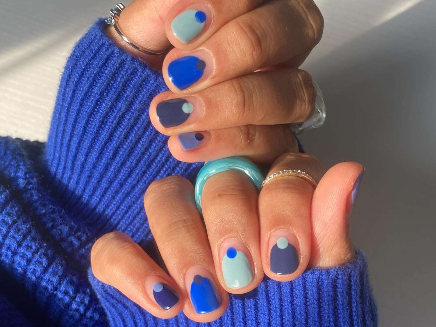 Geometric Color Blocking With Dots Visual Idea Geometric Color Blocking With Dots Visual Idea — Short Gel Nails 2027