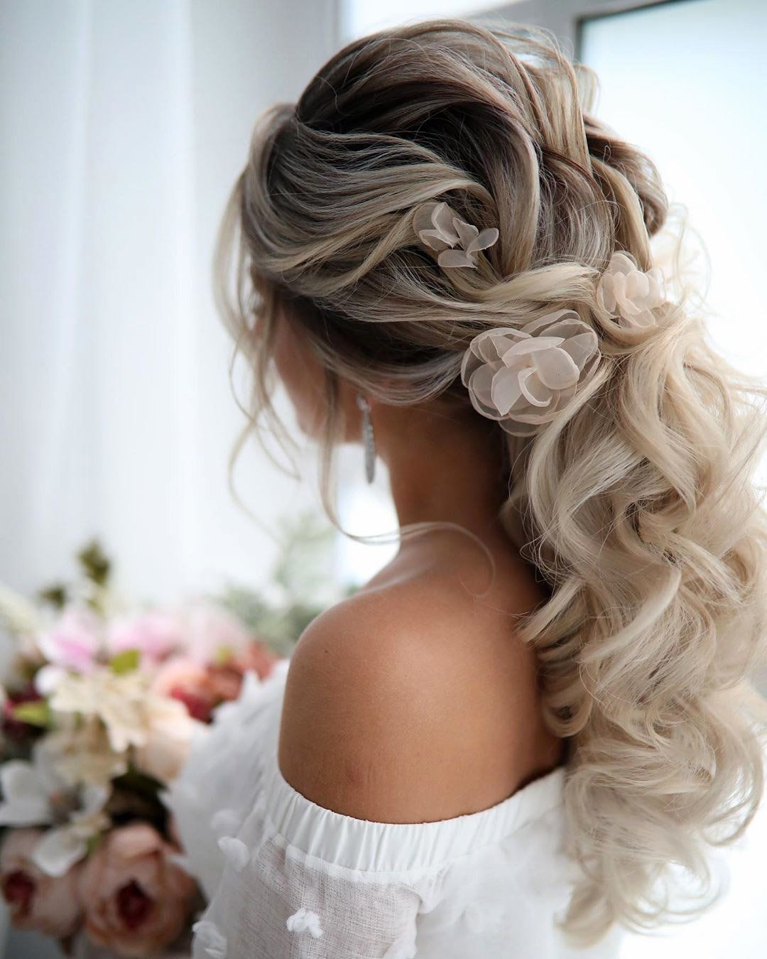 Ash Blonde Cascading Curls With Braids — Down Mother of the Bride Hairstyles 2027
