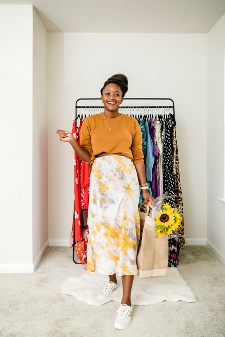 Ochre Top and Tie-Dye Skirt for Relaxed Work From Home Ochre Top and Tie-Dye Skirt for Relaxed Work From Home — Zoom Outfits 2027