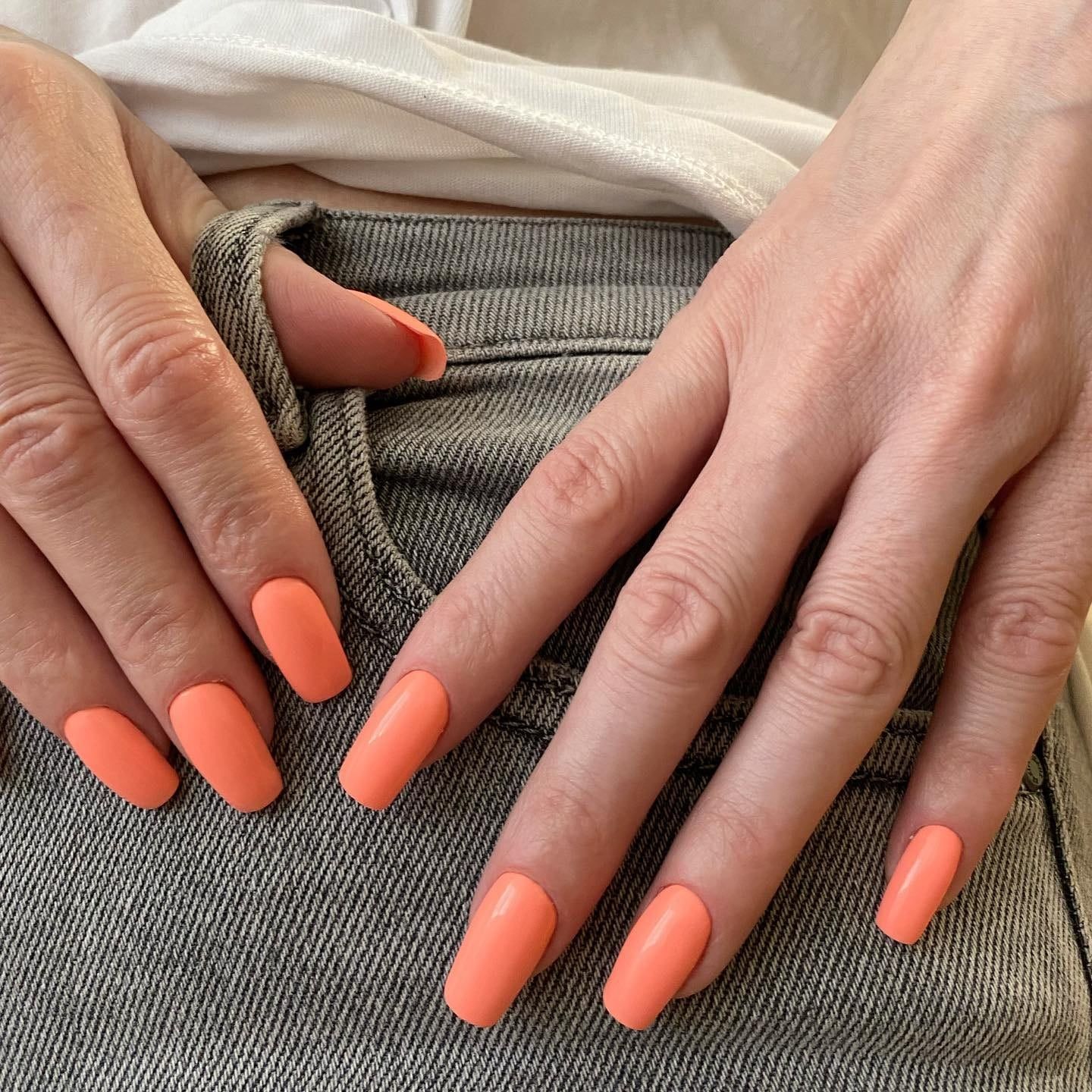 Solid Color Vibrant Matte Coral Orange Coffin Nails — Coral Coffin Nails 2027