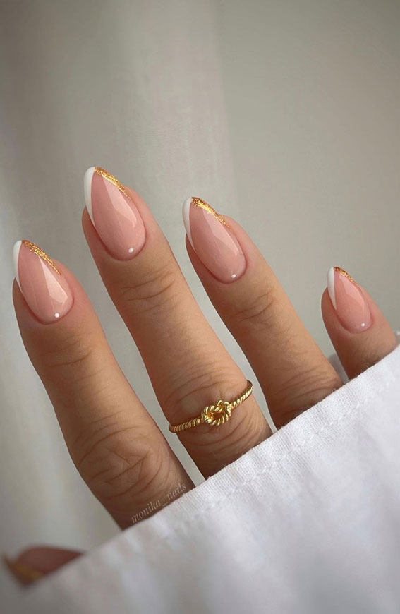Gold Glitter Smile Line French Nails Gold Glitter Smile Line French Nails — Fall French Tip Nails 2026