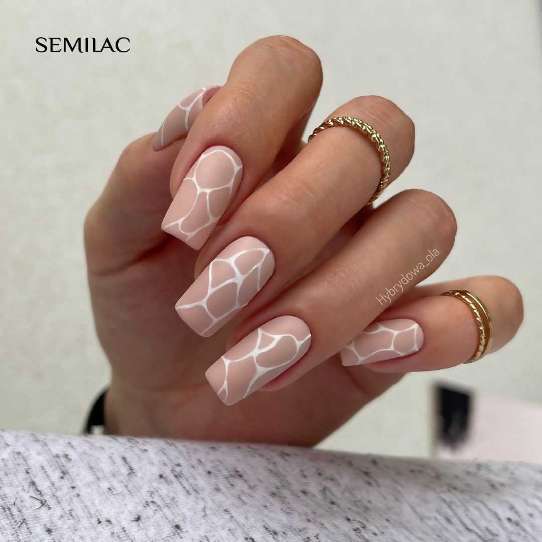 Matte Beige Abstract Line Nails Matte Beige Abstract Line Nails — Medium Length Winter Nails 2027