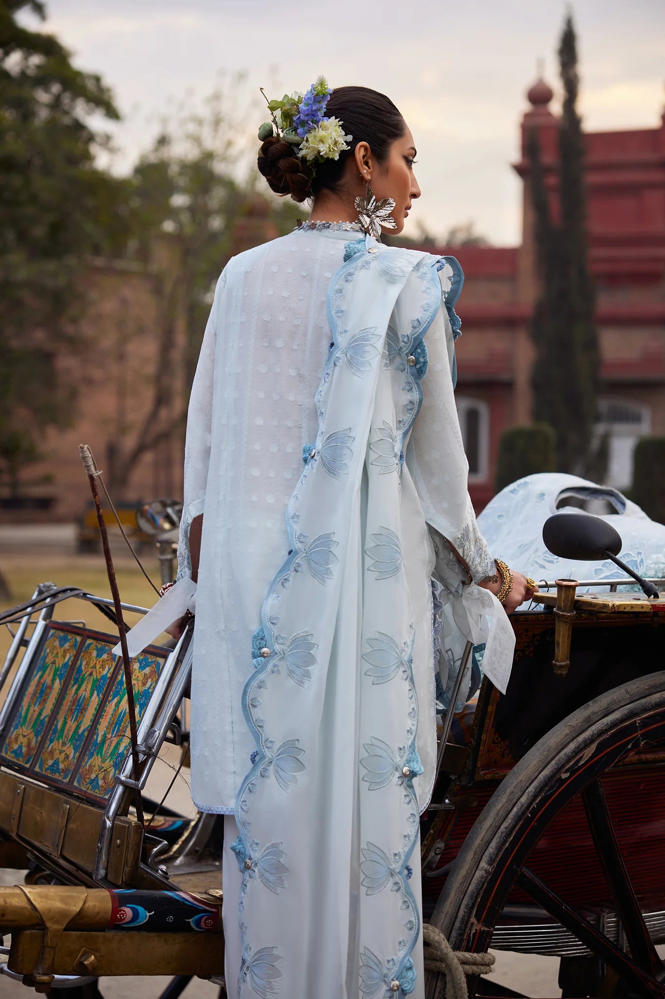 Powder Blue Lawn Ensemble with Floral Embroidered Dupatta Powder Blue Lawn Ensemble with Floral Embroidered Dupatta — Powder Blue Outfits 2027
