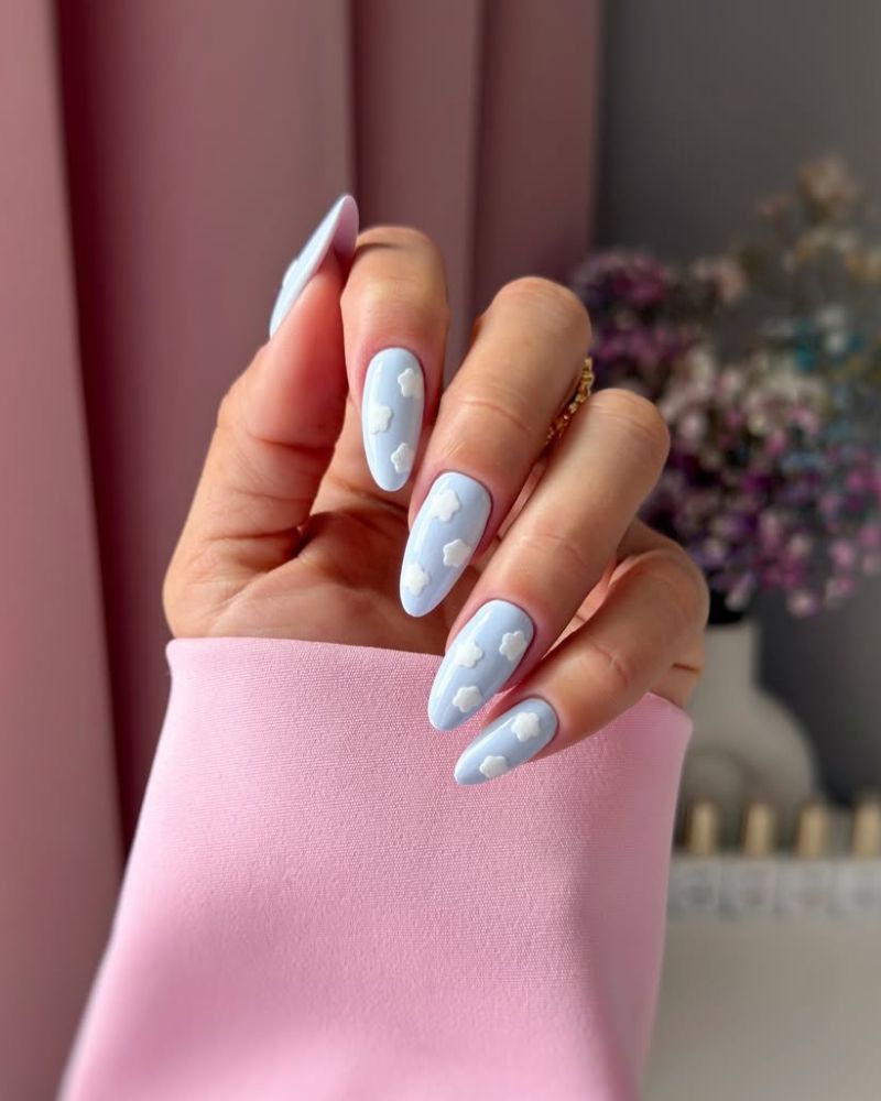 Matte Sky Blue Cloud Almond Nails Matte Sky Blue Cloud Almond Nails — Summer Almond Nails 2027
