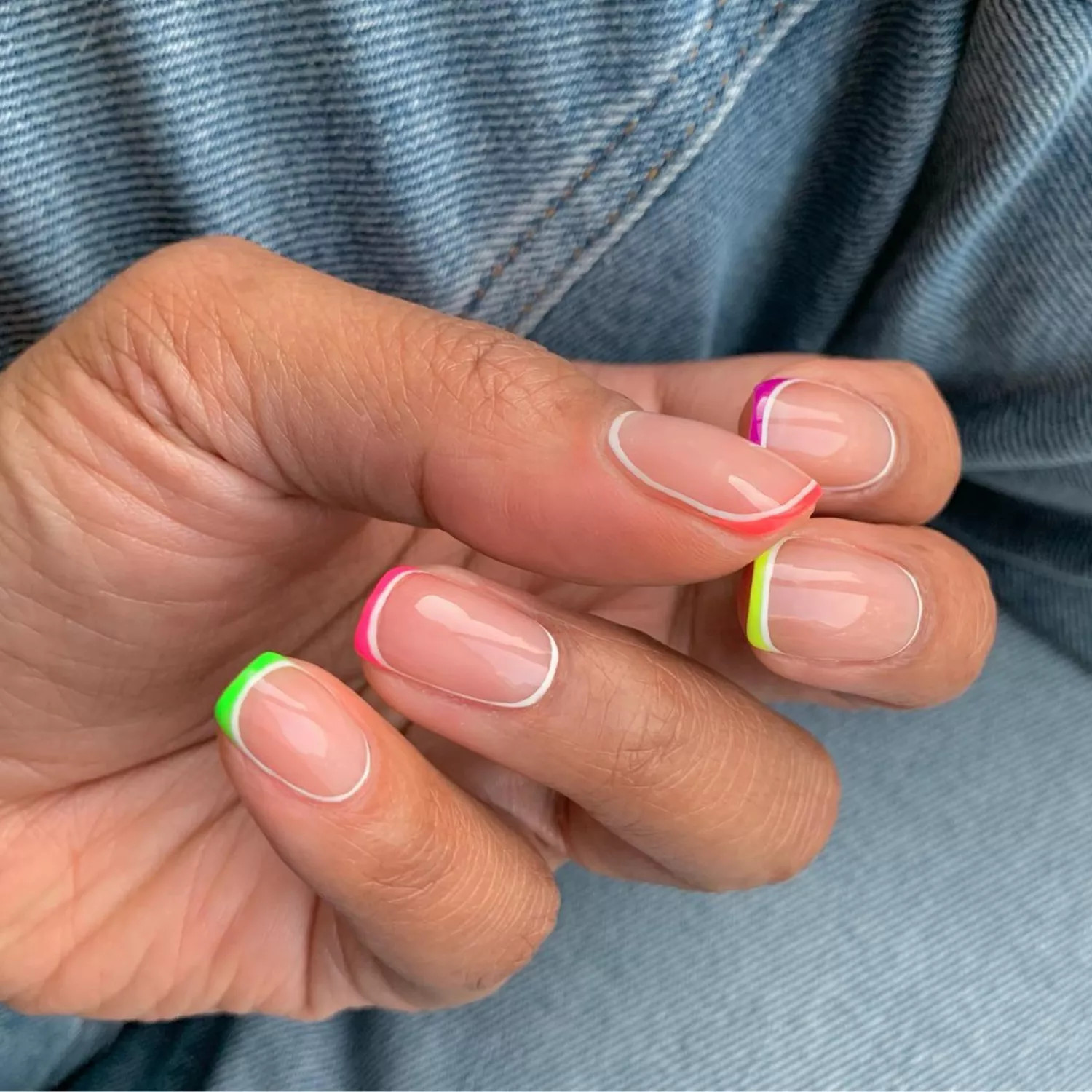 White Micro French with Gold Foil Accents White Micro French with Gold Foil Accents — Short Micro French Tip Nails 2027