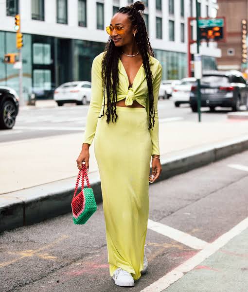 Lime Green Knotted Crop Top and Maxi Skirt Set for a Casual Birthday — 40th Birthday Outfits 2027