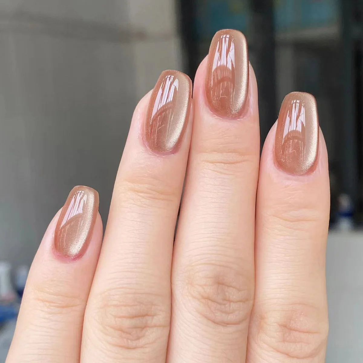 Matte Dusty Rose Nude Gold Line Almond Nails Matte Dusty Rose Nude Gold Line Almond Nails — Nude Nails 2027 for Mature Hands
