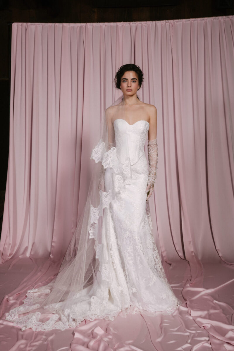 Romantic Drama: Embroidered Cape on a Fitted Gown — Wedding Dress Trends 2027
