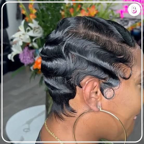 Wet Look Sculpted Pixie Waves Wet Look Sculpted Pixie Waves — Finger Waves 2027