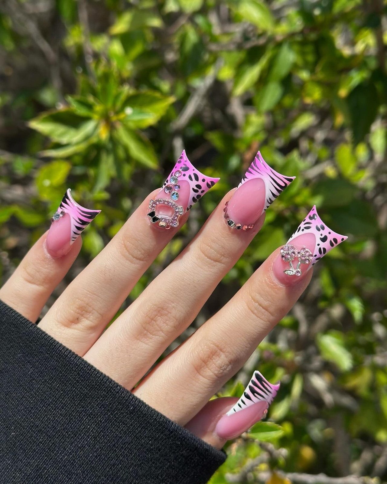 Long Square Pink and Yellow Abstract Nails Long Square Pink and Yellow Abstract Nails — Pink Duck Nails 2027