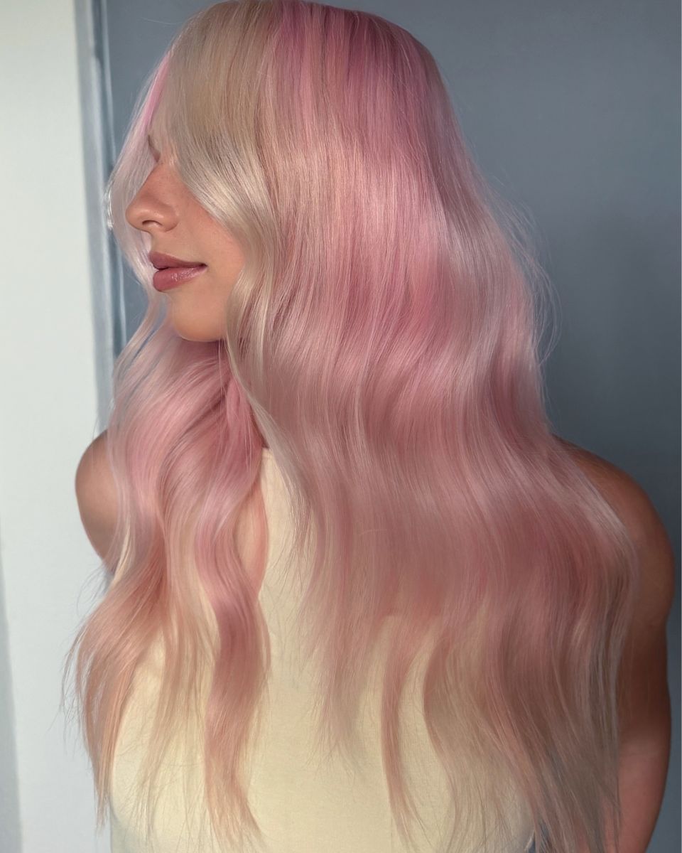 Blonde Base With Pastel Pink Tones Visual Idea Blonde Base With Pastel Pink Tones Visual Idea — Blonde 2027 with Pink Hair