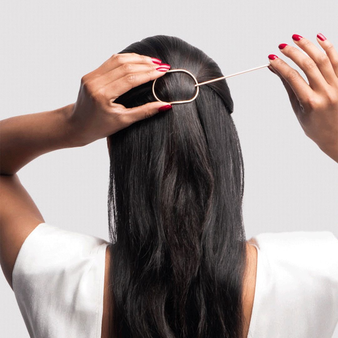 Gold Hoop Pin Slide on Black Hair — Barrette Hairstyles 2027