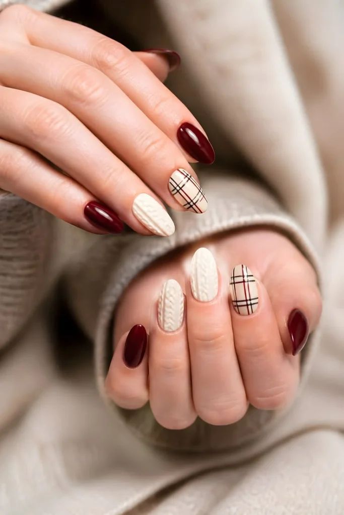 Matte Visual Idea — Christmas Sweater Nails 2026