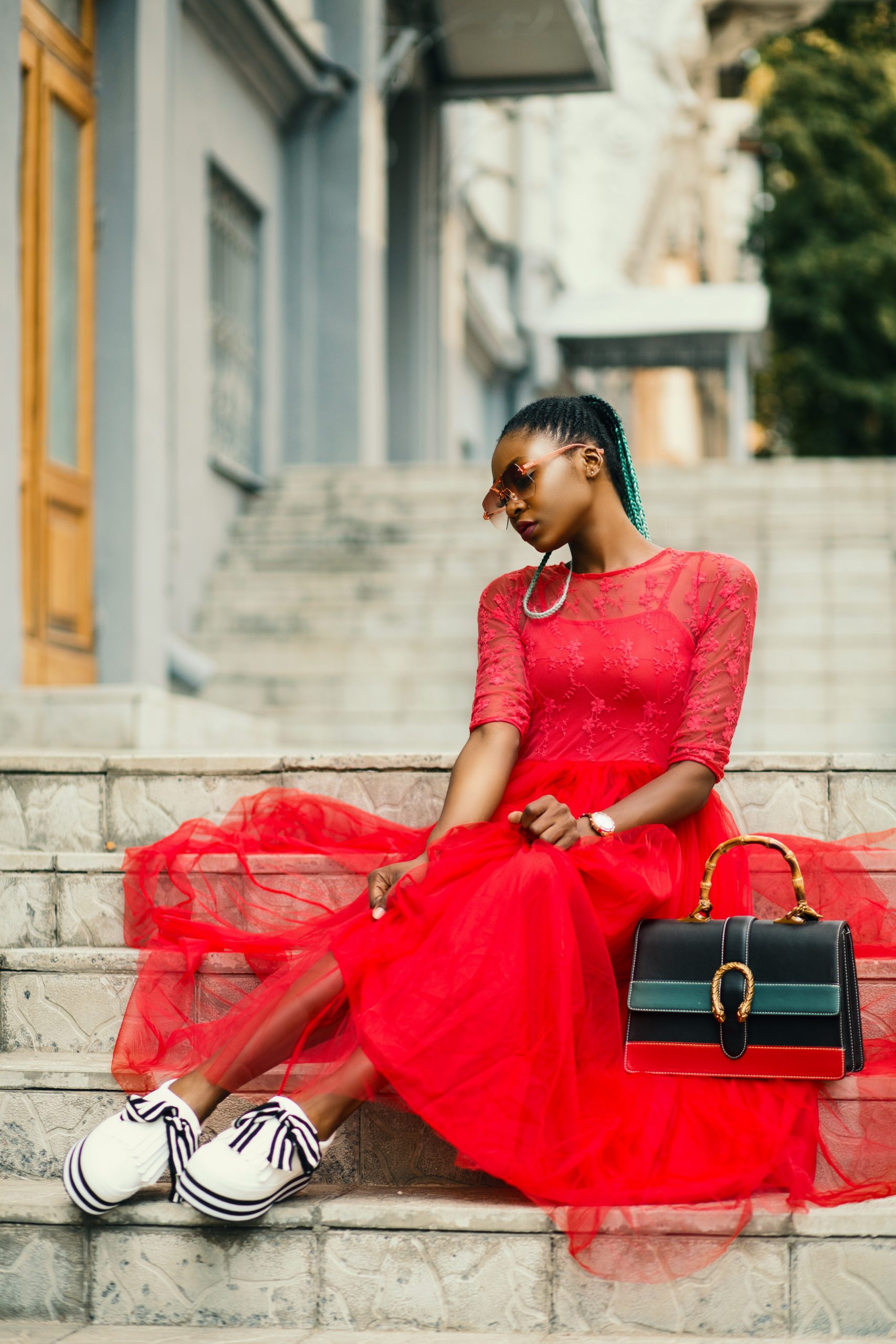 Red Lace Top Voluminous Red Tulle Skirt Outfit Idea — Birthday Photoshoot Outfits 2027