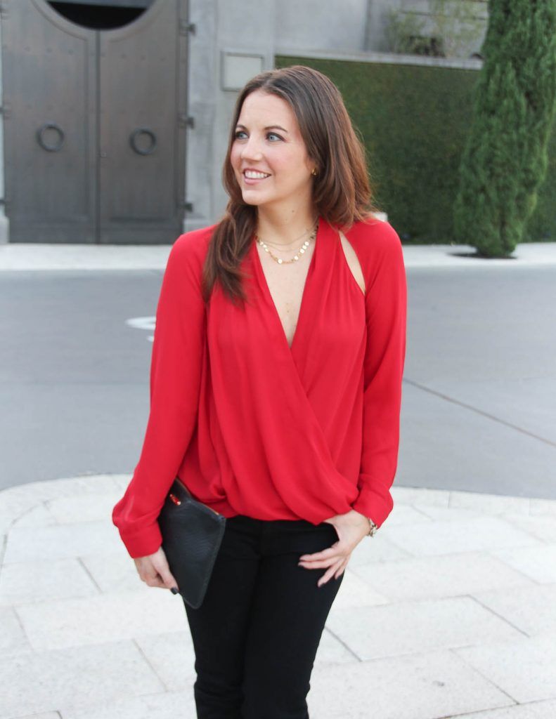 Vibrant Red Wrap Blouse with Slim Trousers: Bold and Chic Vibrant Red Wrap Blouse with Slim Trousers: Bold and Chic — Date Night Blouse Outfits 2027