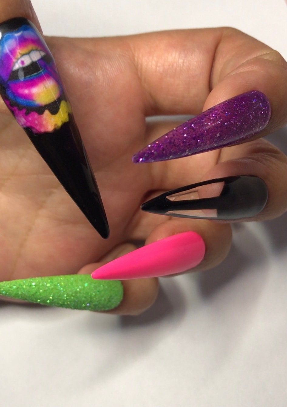 Glossy Glitter Visual Idea Glossy Glitter Visual Idea — Neon Stiletto Nails 2027