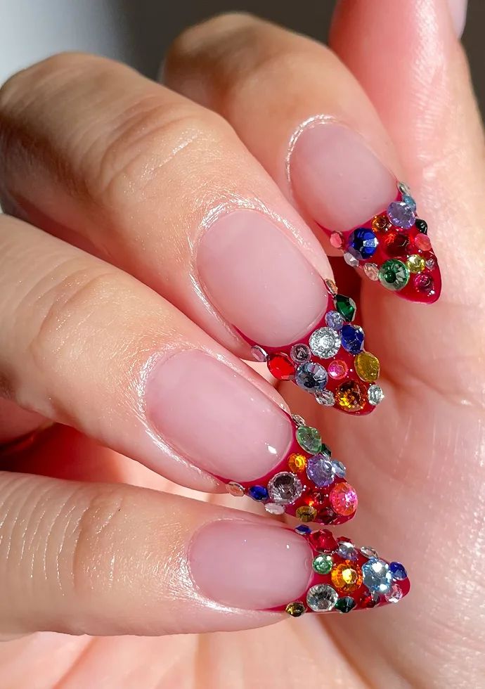 Clear Stiletto Rhinestone French Clear Stiletto Rhinestone French — Sparkly Holiday Nails 2026