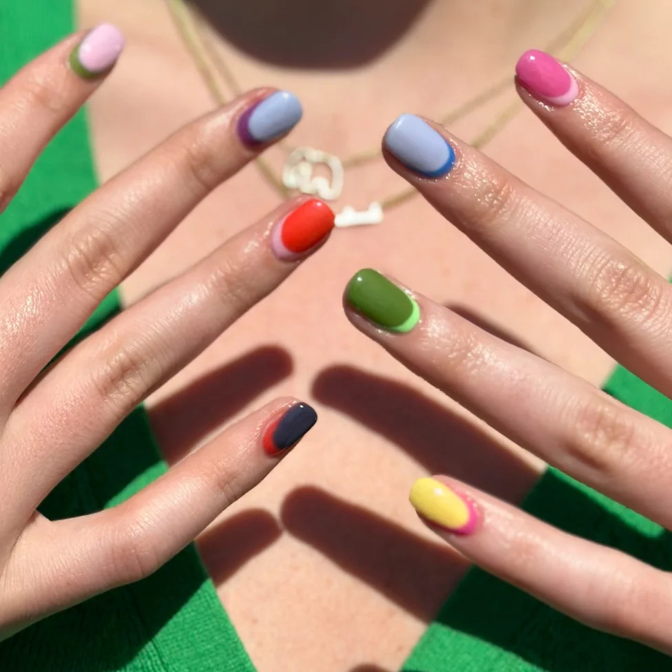 Vibrant Color Block Short Nails Vibrant Color Block Short Nails — Spring Acrylic Nails 2027