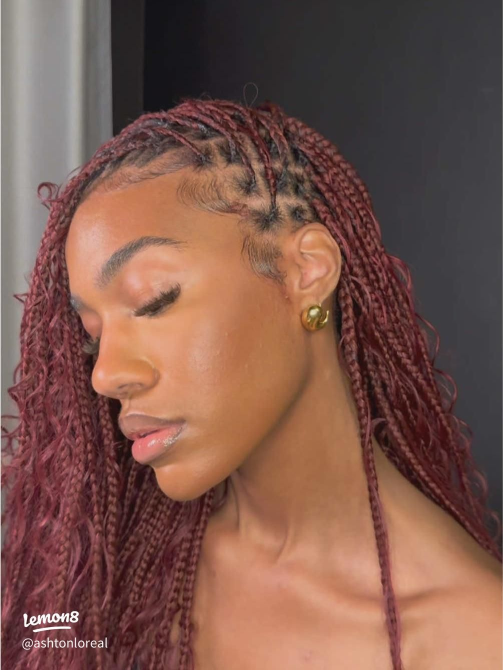 Boho Burgundy Braids With Loose Curls Boho Burgundy Braids With Loose Curls — Burgundy Knotless Braids 2027