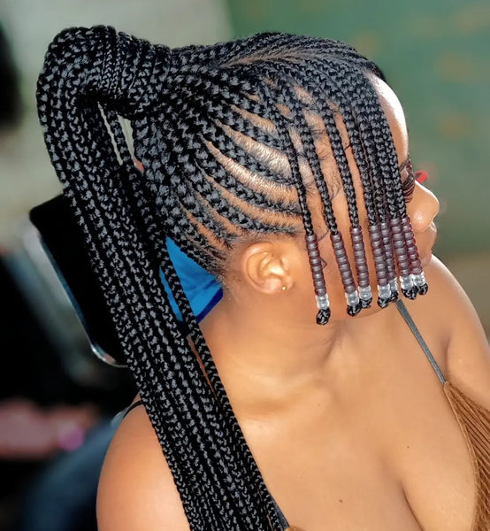 Cornrows with High Ponytail and Beads Cornrows with High Ponytail and Beads — Braided Hairstyles 2027 for Black Women