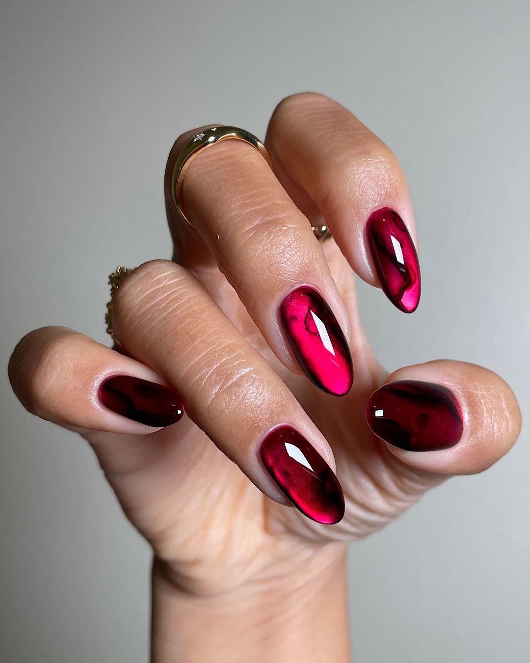 Deep Burgundy Gloss Short Oval Nails — Winter Oval Nails 2027