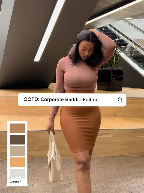 Fitted Blush Pink Top and Tan Pencil Skirt for a Chic Ensemble — Corporate Baddie Outfits 2027