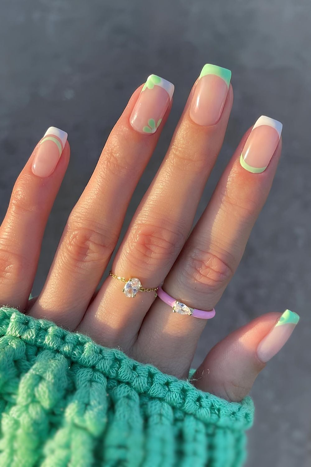 Vibrant Green French Tips with Heart Accents Vibrant Green French Tips with Heart Accents — Easter French Tip Nails 2027