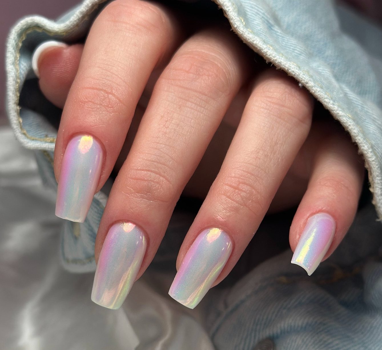 Milky White Iridescent Chrome Milky White Iridescent Chrome — Holographic Foil Nails 2027