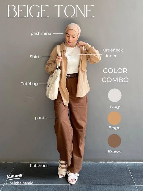 Beige Shirt and White Turtleneck: Layered Casual or Office Ready — Earth Tone Outfits 2027