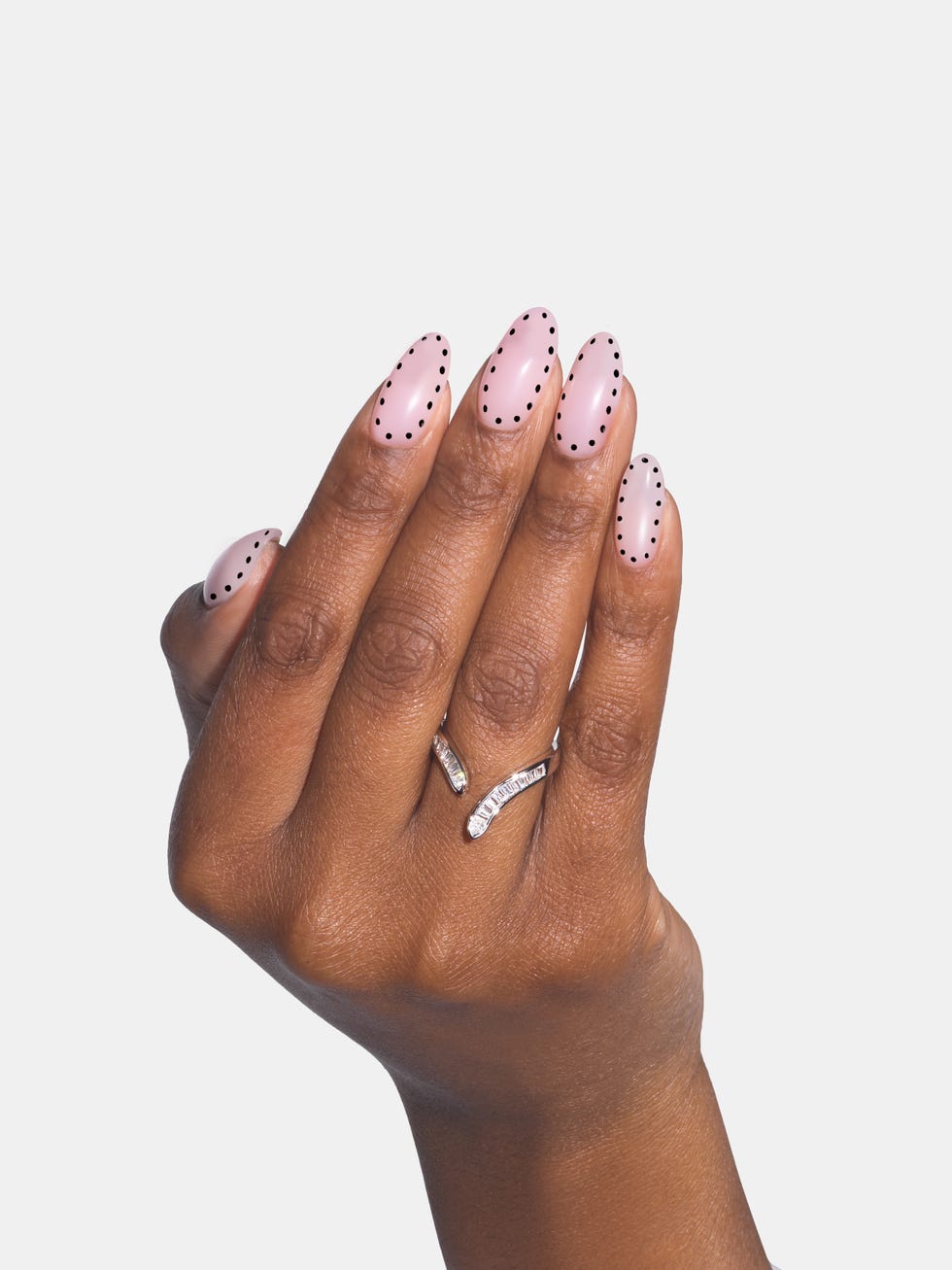Medium Oval Pale Pink Black Dot Minimalist Medium Oval Pale Pink Black Dot Minimalist — Nurse Nails 2027