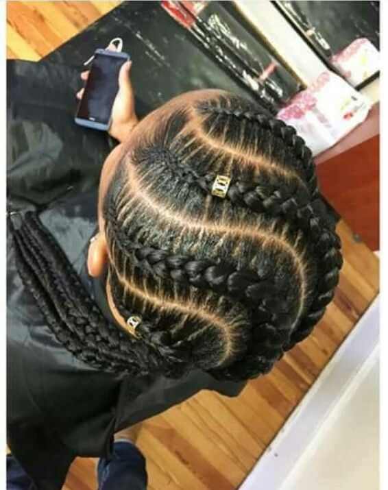 Geometric Braids With Gold Accent Beads Geometric Braids With Gold Accent Beads — 6 Cornrows 2027