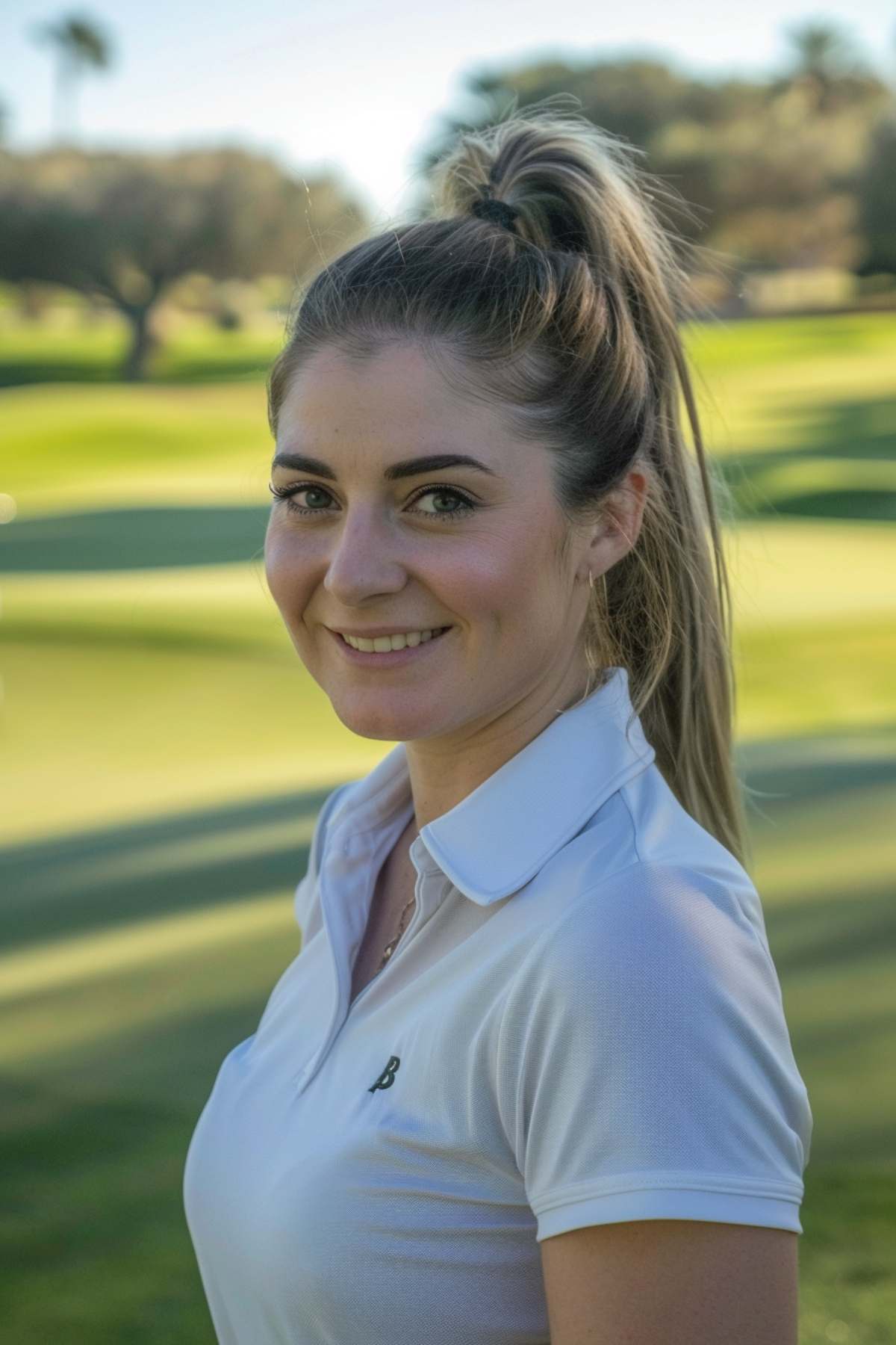Light Brown High Ponytail With Side Part — Golf Hairstyles 2027