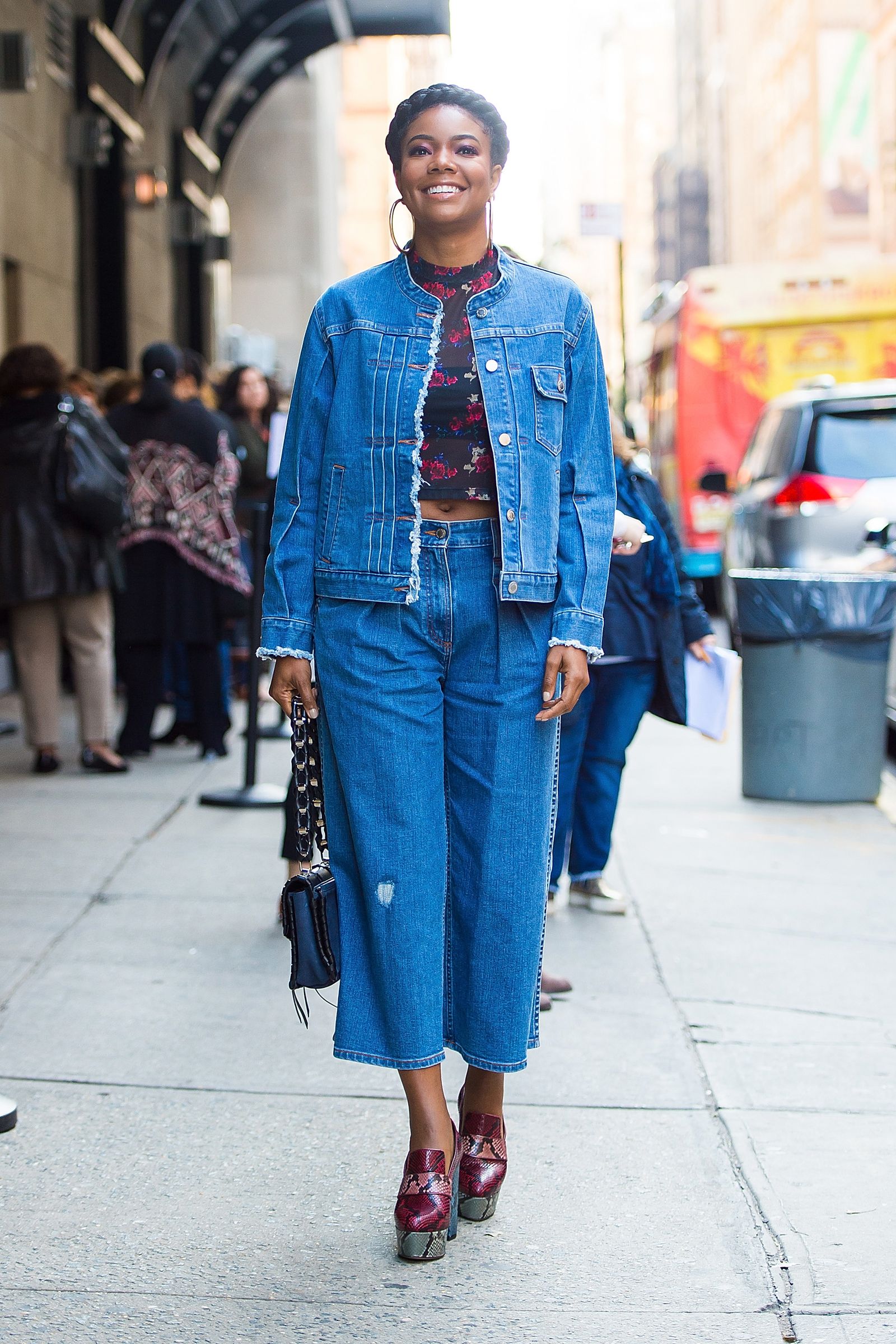 Frayed Hem Denim Jacket with Culottes and Loafers — Denim Jacket Outfits 2027