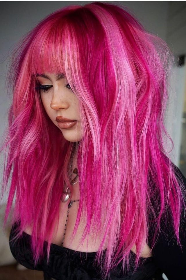 Shaggy Layers Textured Visual Idea Shaggy Layers Textured Visual Idea — Blonde 2027 with Pink Hair