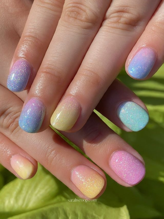 Sparkling Pastel Rainbow Gradient Sparkling Pastel Rainbow Gradient — Rainbow Rave Nails 2027