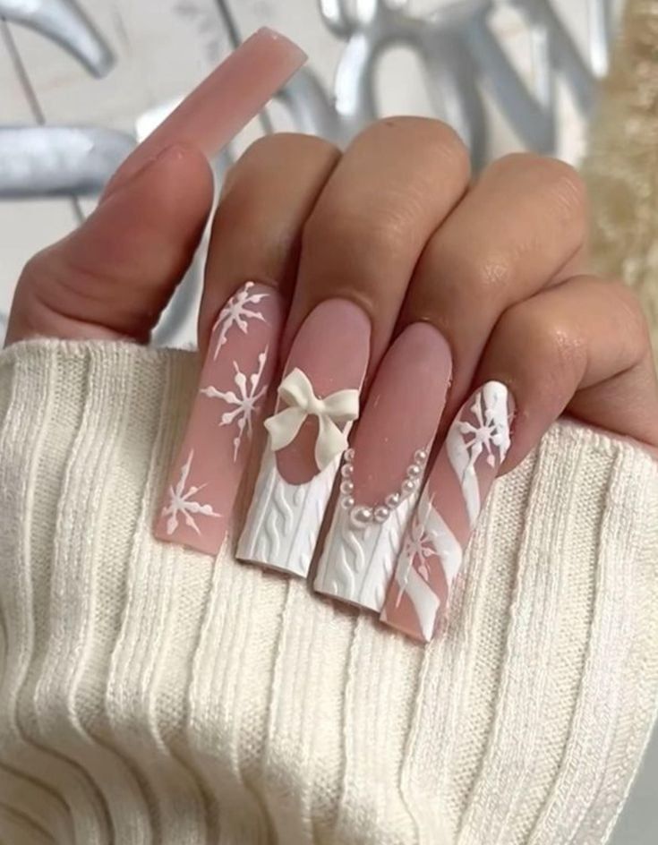 Glossy Textured Visual Idea — Christmas Sweater Nails 2026
