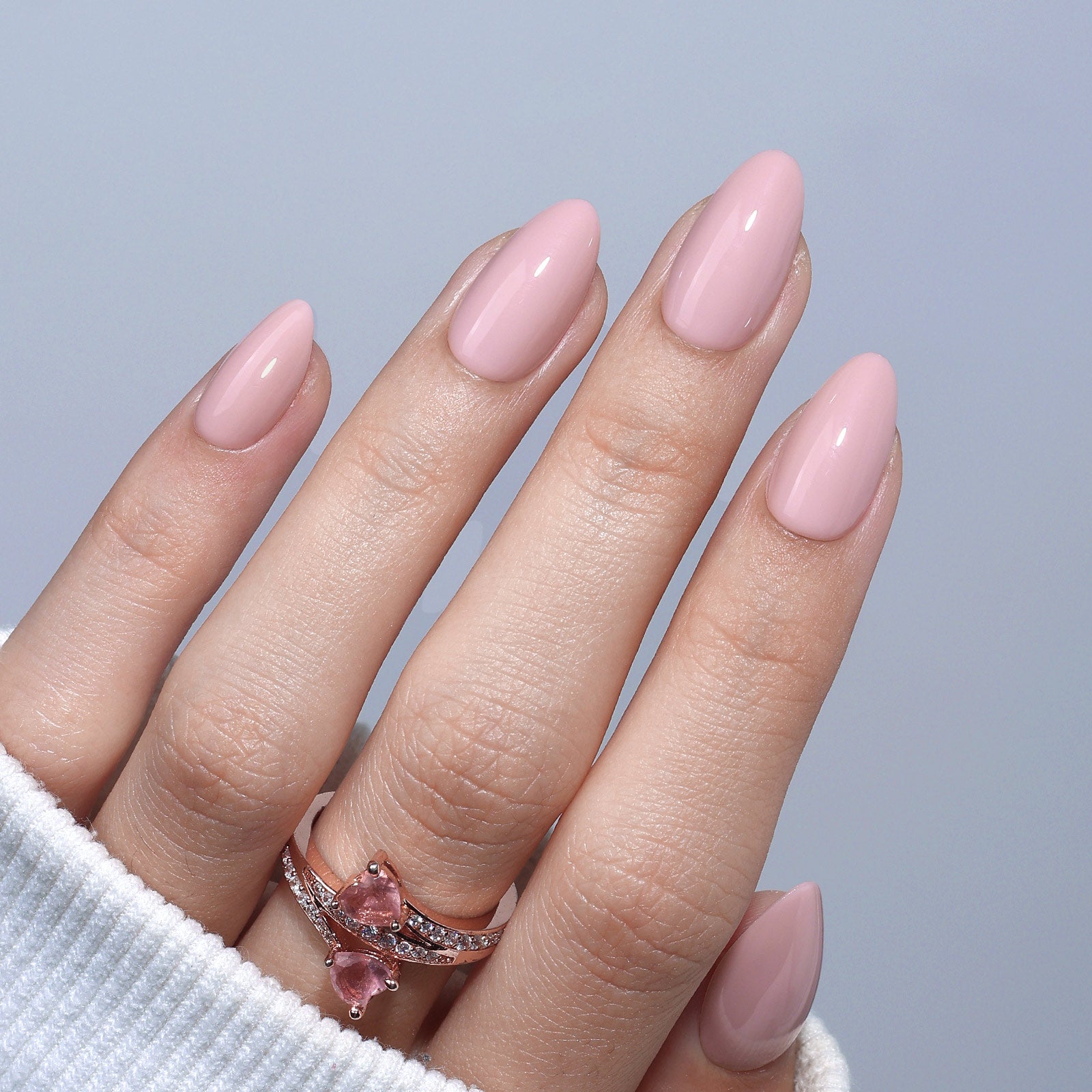 Solid Glossy Light Pink Almonds Solid Glossy Light Pink Almonds — Long Almond Nails 2027