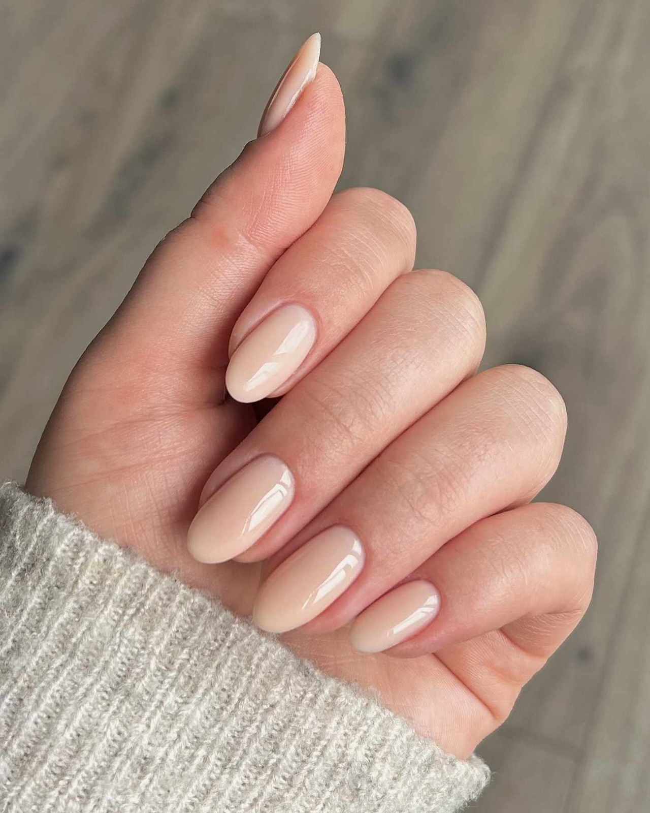 Subtle Shimmer Sheer Nude Oval Nails Subtle Shimmer Sheer Nude Oval Nails — Classy Nails 2027 for Mature Hands