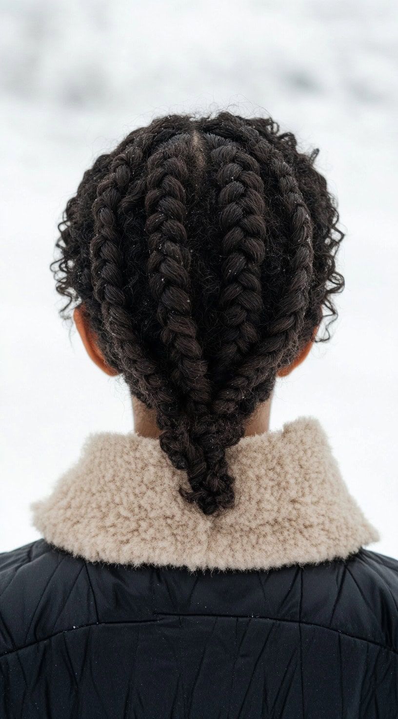 Multiple Curly Braids Into Single Nape Braid Multiple Curly Braids Into Single Nape Braid — Ski Hairstyles 2027