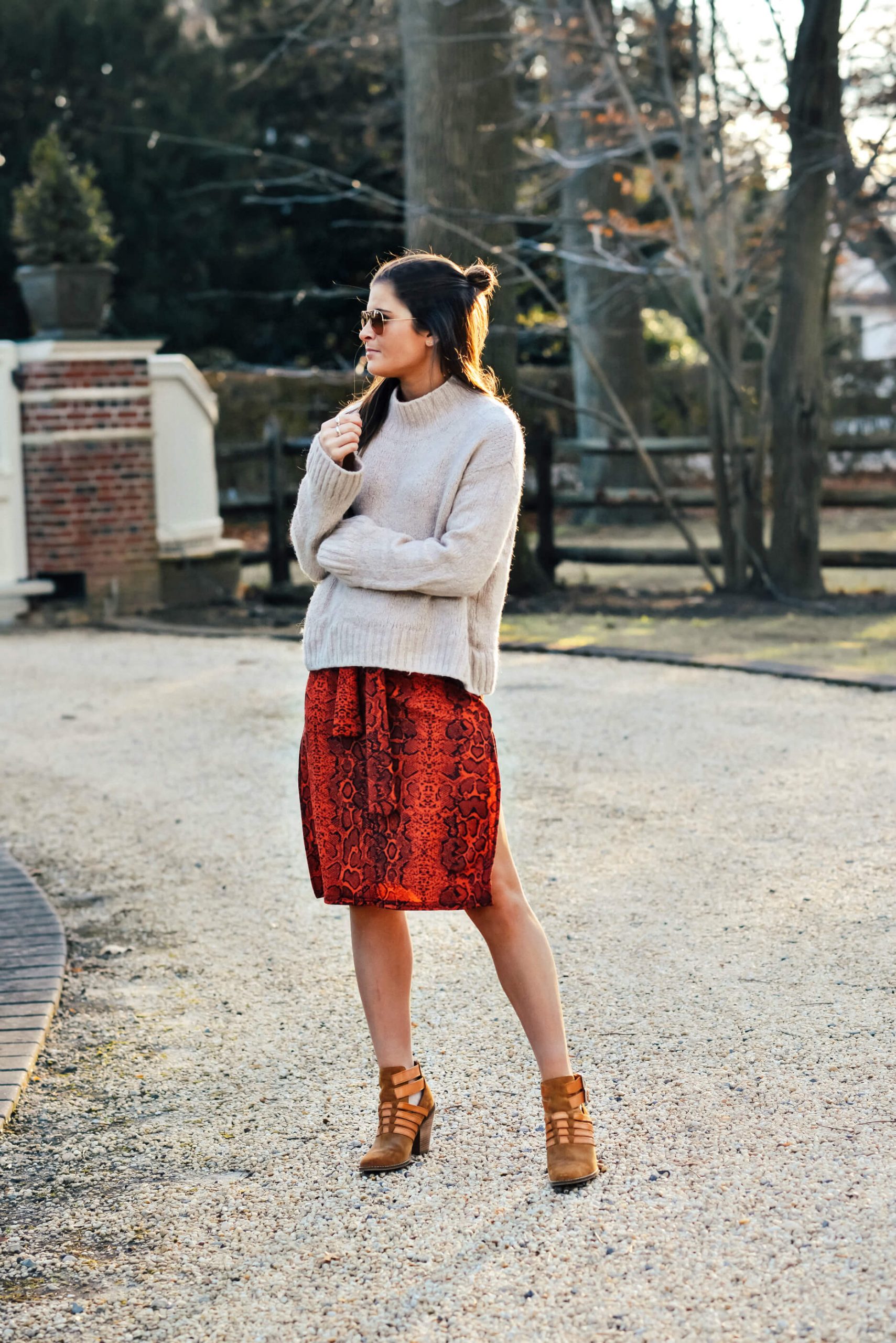 Statement Skirt: Snakeskin Print with Knit Sweater Statement Skirt: Snakeskin Print with Knit Sweater — Darty Outfits 2027