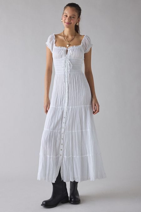 Bohemian Rhapsody: Tiered White Maxi Dress Bohemian Rhapsody: Tiered White Maxi Dress — Graduation Dresses 2027