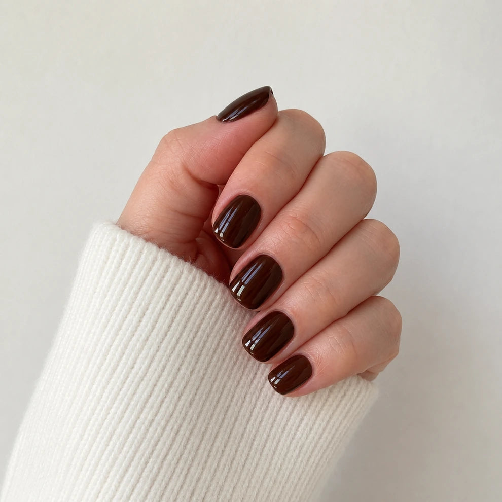 Deep Espresso Brown Glossy Square Nails Deep Espresso Brown Glossy Square Nails — Short Press On Nails 2027