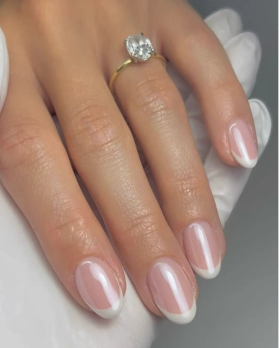 Short Oval Pearly French Tips Short Oval Pearly French Tips — Classy Wedding Nails 2027