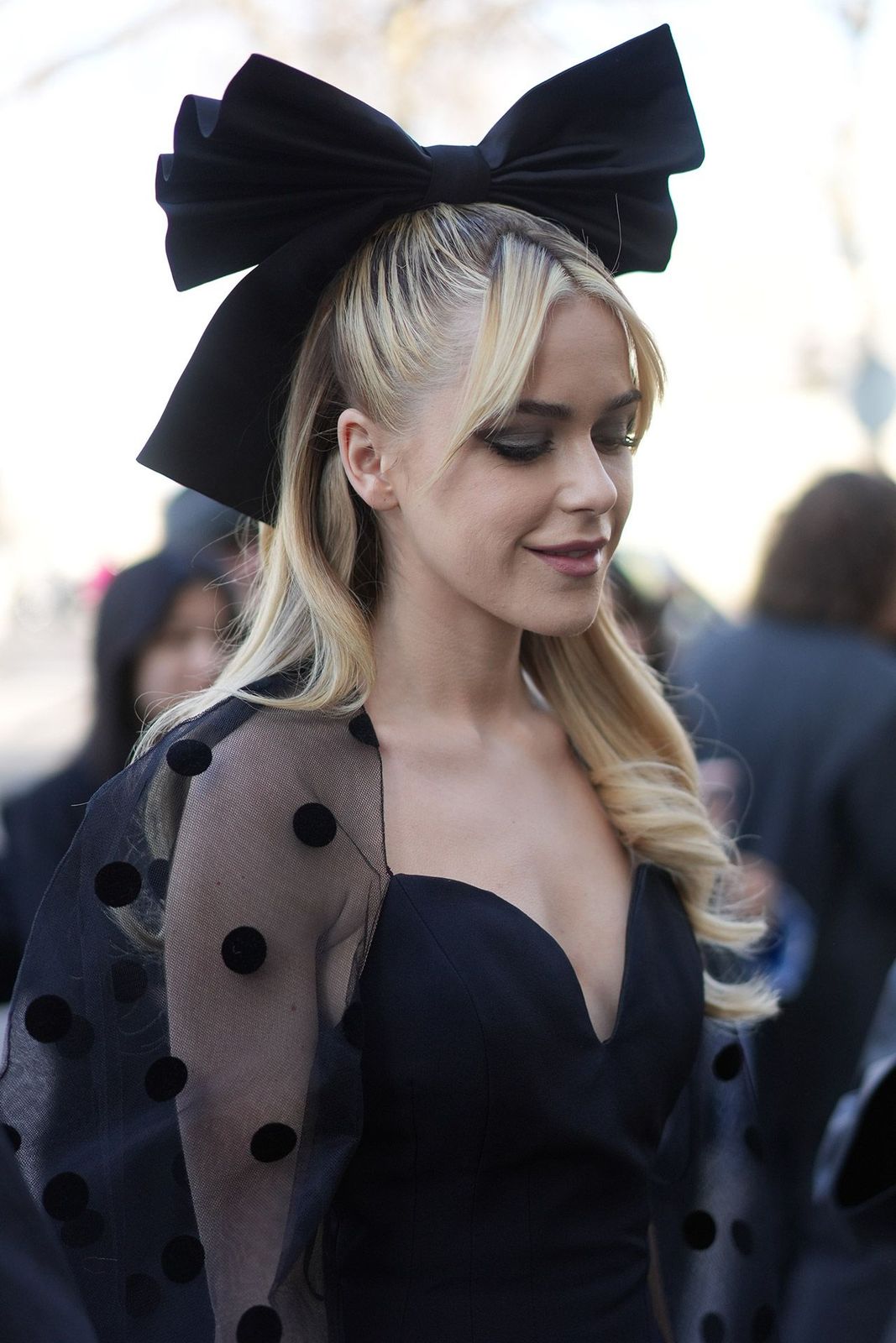 Blonde Half Up With Large Black Bow — Balletcore Ribbon Hairstyles 2027