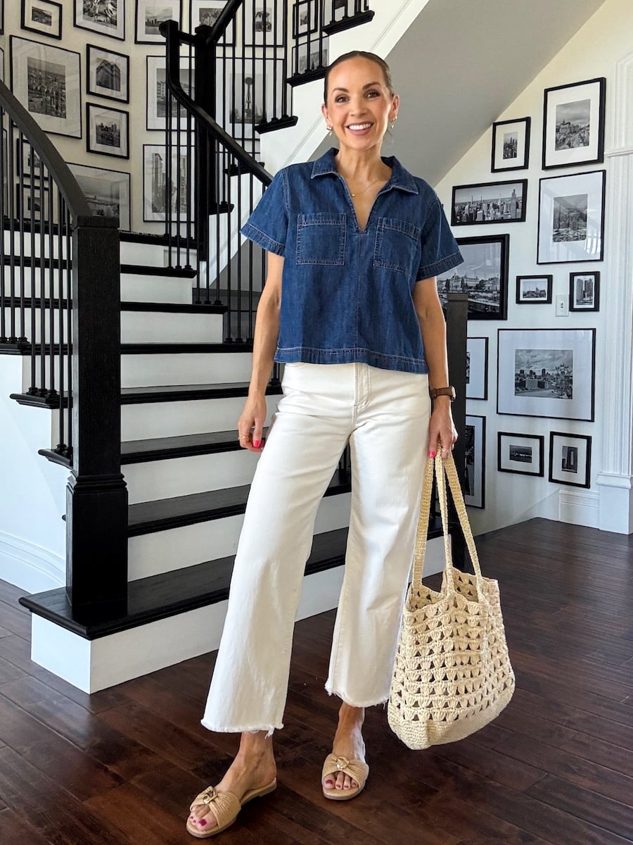 Cropped Denim Shirt and Wide-Leg Jeans for a Relaxed Errand Vibe Cropped Denim Shirt and Wide-Leg Jeans for a Relaxed Errand Vibe — Errands Outfits 2027