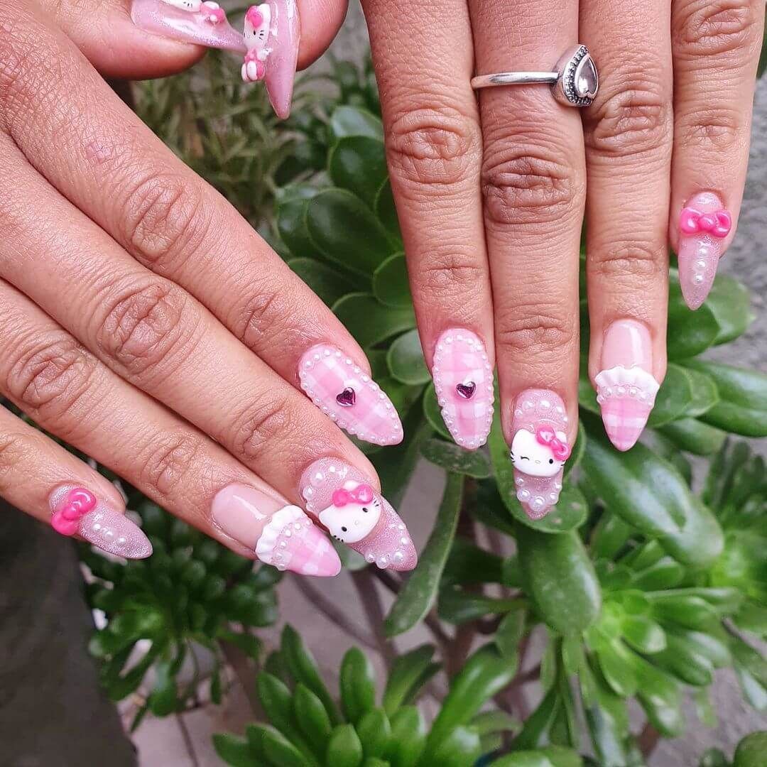 Glossy With Glitter Accents Visual Idea Glossy With Glitter Accents Visual Idea — Hello Kitty Nails 2027 for Kids