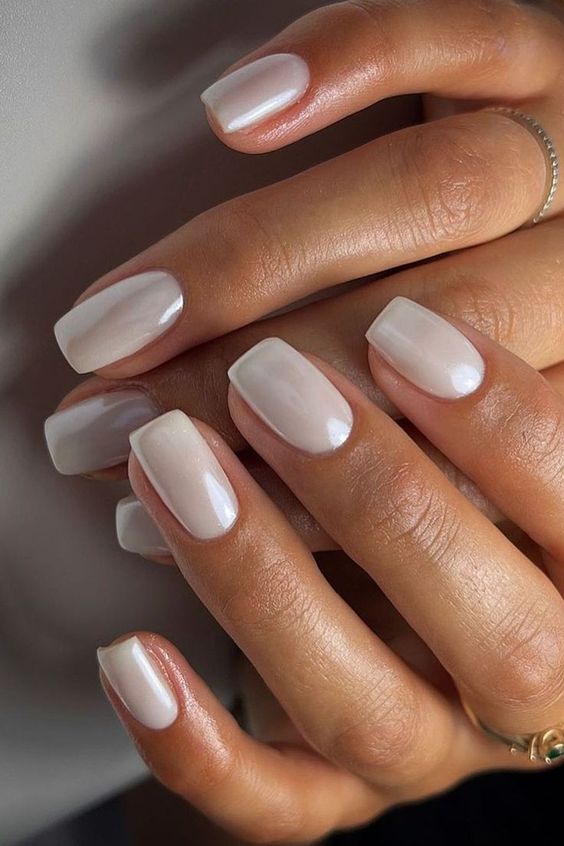 Off-White Pearlescent Sheen Off-White Pearlescent Sheen — Simple Wedding Nails 2027