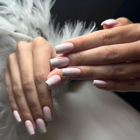 Medium Square Pink To White Ombre Medium Square Pink To White Ombre — Simple Graduation Nails 2027